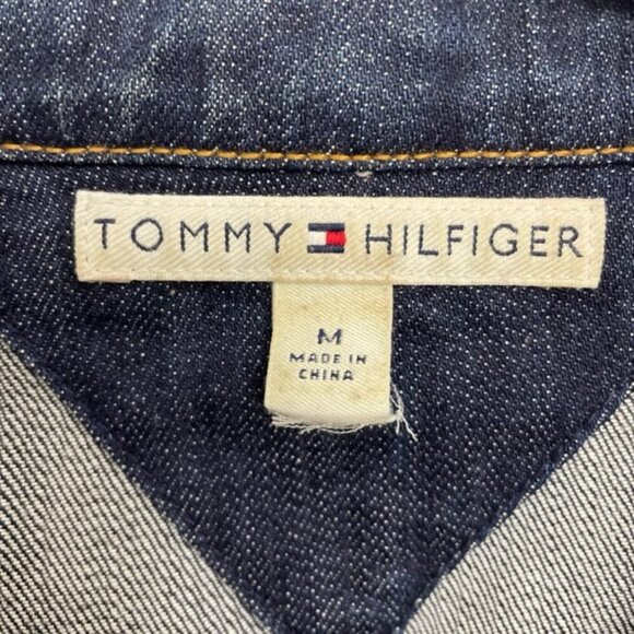 Tommy Hilfiger Blue Denim Jean Jacket Women's Sz M Studs on Pockets Cropped - Picture 3 of 6